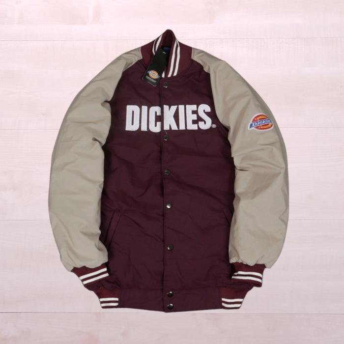 JAKET VARSITY DICKIES COLLEGE MAROON CREAM