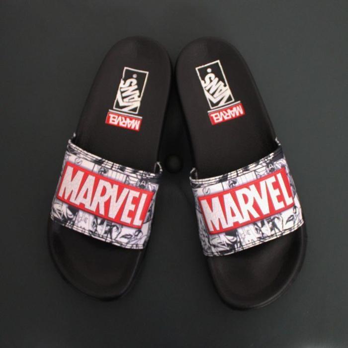 PROMO!! SENDAL SLIDE PRIA MARVEL MERAH SANDAL SLOP PRIA SANDAL SLIP ON