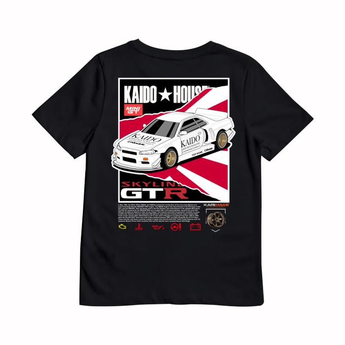 KARIMAKE Kaos T Shirt Anak JDM KAIDO HOUSE NISSAN SKYLINE R34 WHITE