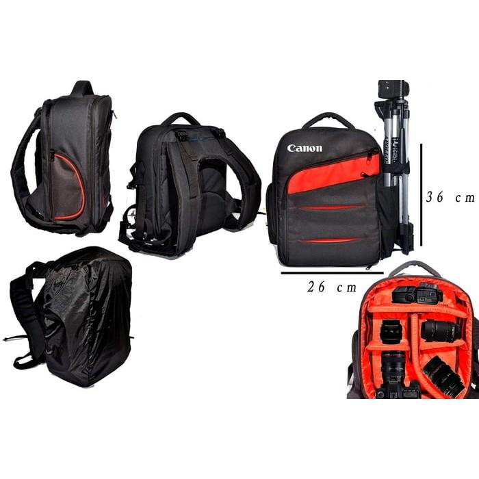 Tas Punggung Kamera Canon Hitam Dslr Mirrorless Flash Lensa Laptop