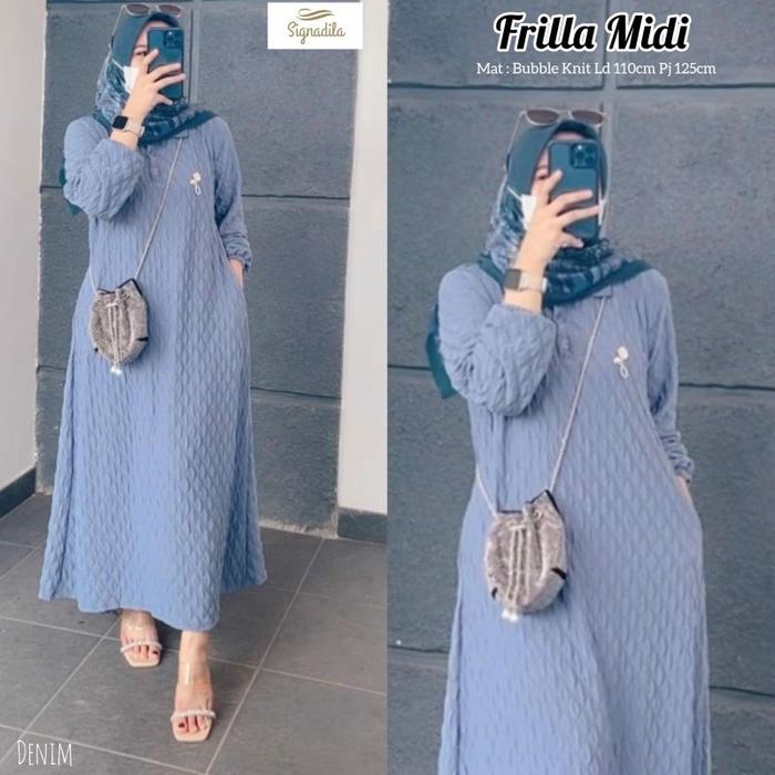 Diskon FRILLA MIDI DRESS ORI BY SIGNADILA