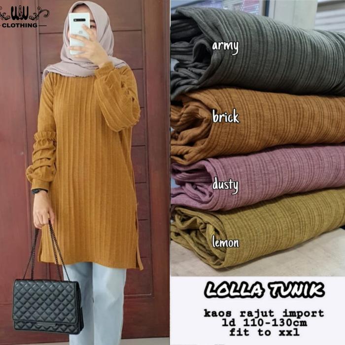 Laris Lolla Tunik by W&W Clothing Bahan Rajut Import Ld 110-130 Fit to