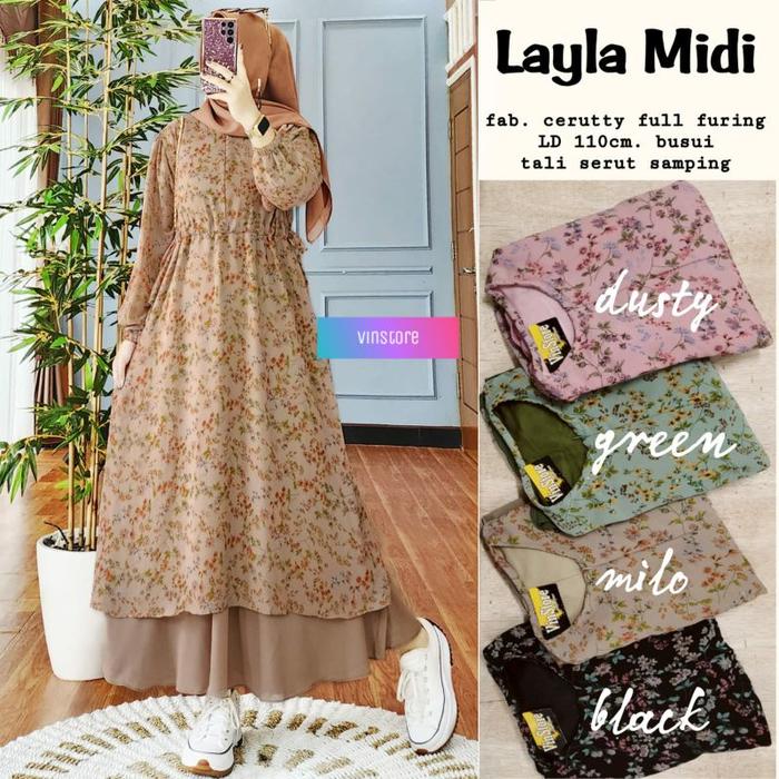 Terbaik BAJU GAMIS WANITA LAYLA MIDI • LAYLA MIDI #2 ORI BY VINSTORE
