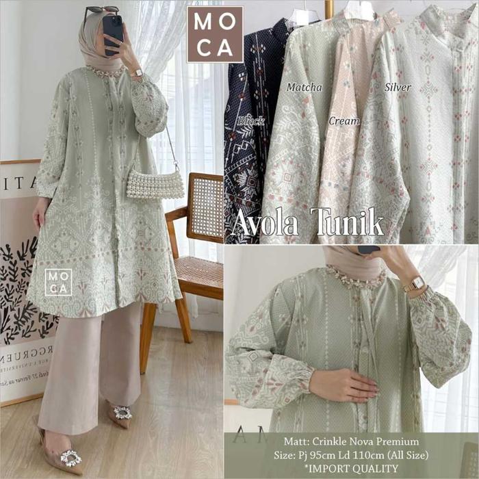 Laris Avola Tunik by Moca Ld 110 Allsize Tunik Motif Bahan Crinkle