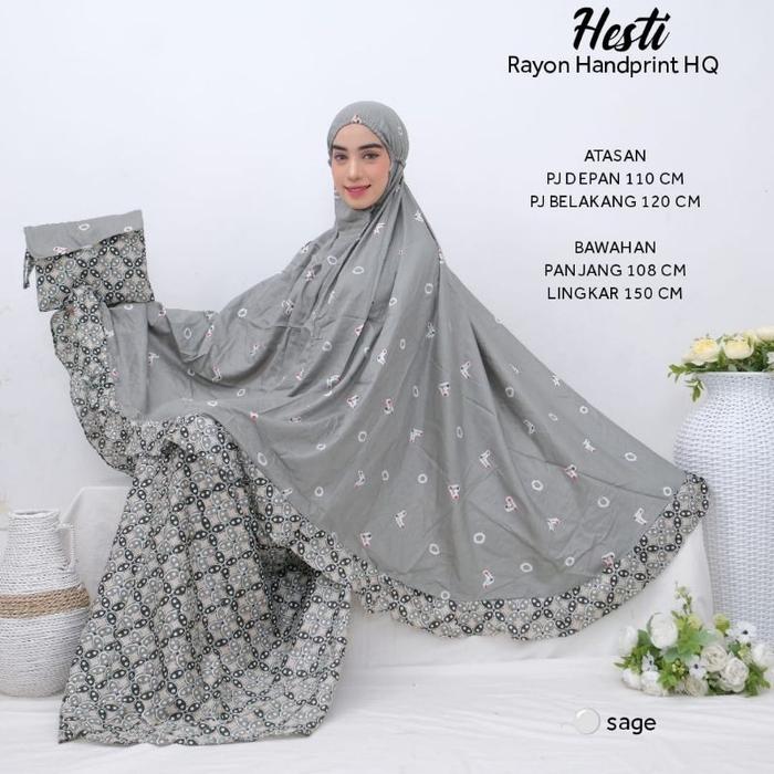 Laris mukena HESTI rayon handprint rayon lembut jatuh tidak nerawang