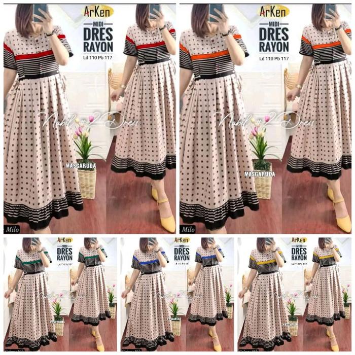 Dicari Dress midi // dress Arken // midi dress // bahan santung //