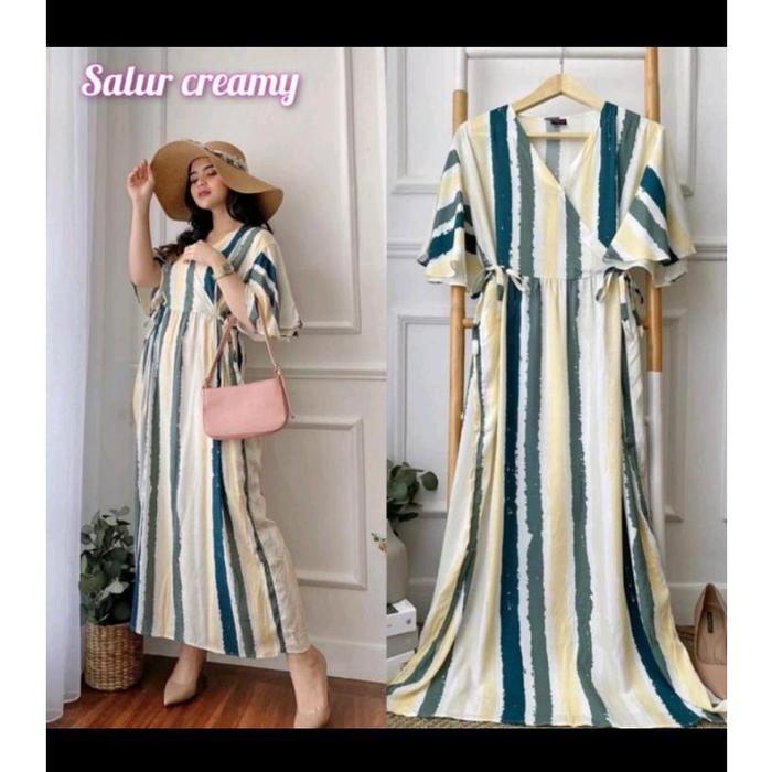 Dicari DASTER KIMONO DRESS MOTIF GARIS SALUR RAYON Prem!um