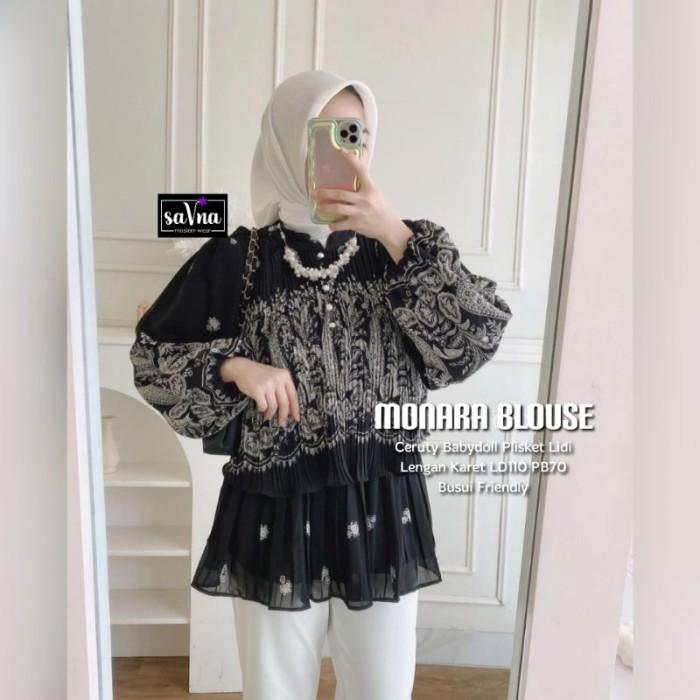 MONARA BLOUSE (LABEL SAVNA) | BLUS PLISKET CERUTY MOYIF KEKINIAN