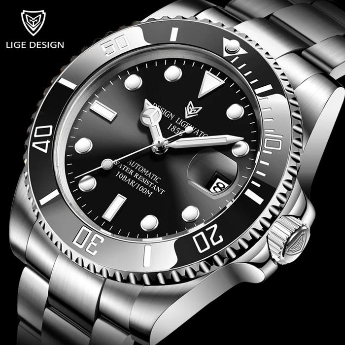 LIGE Jam Tangan 2023 Jam Tourbillon Mekanis Otomatis Pria Jam Tangan