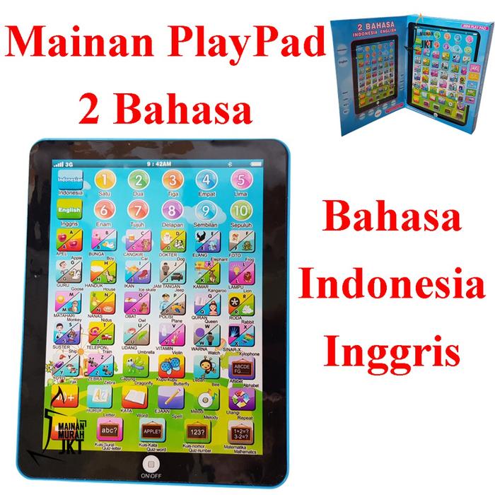 Ready stok MAINAN ANAK EDUKASI MINI PLAYPAD 2 BAHASA MAINAN TABLET