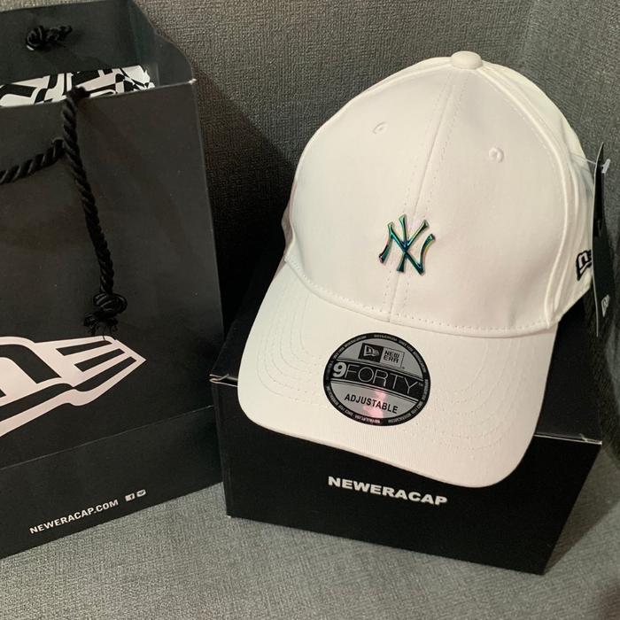 TOPI BASEBALL MLB NY MINI METAL RAINBOW LOGO ORIGINAL WHITE CAPS