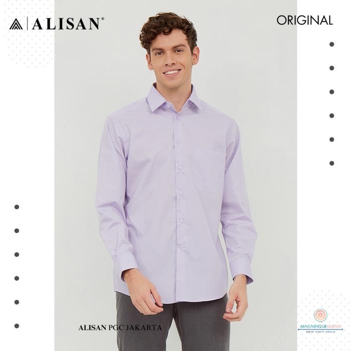Alisan Kemeja Lengan Panjang Polos Slimfit PLSSFLS Ungu 1
