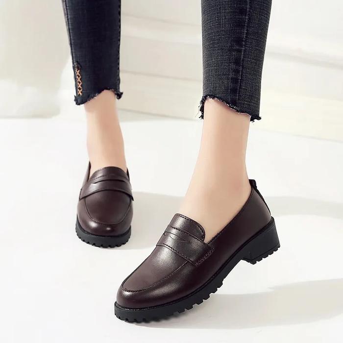 Japanese School Students Uniform Shoes Uwabaki JK Round Toe Buckle