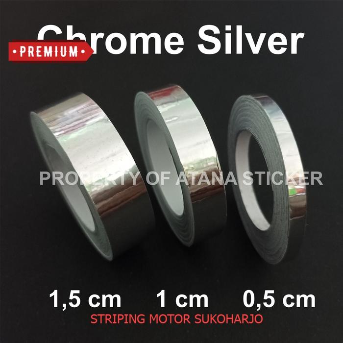 Stiker List Velg Body Sepeda Motor Mobil Chrome Perak Silver Krum Crom
