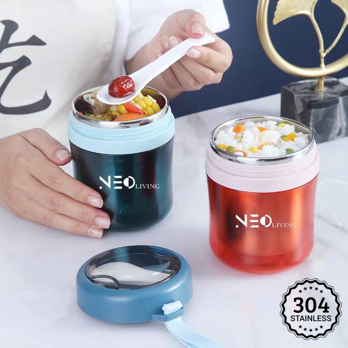Bagus Mangkok sup Free Sendok Cangkir sup 450ml / Termos Sup Stainless