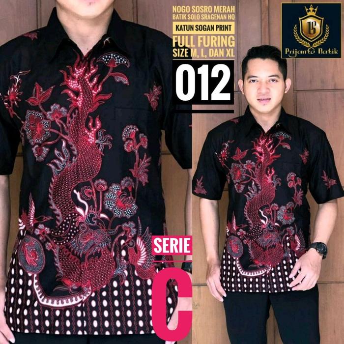Produk Nogo Sosro Merah 012 PRIJANTO Kemeja Batik Lengan Pendek Katun