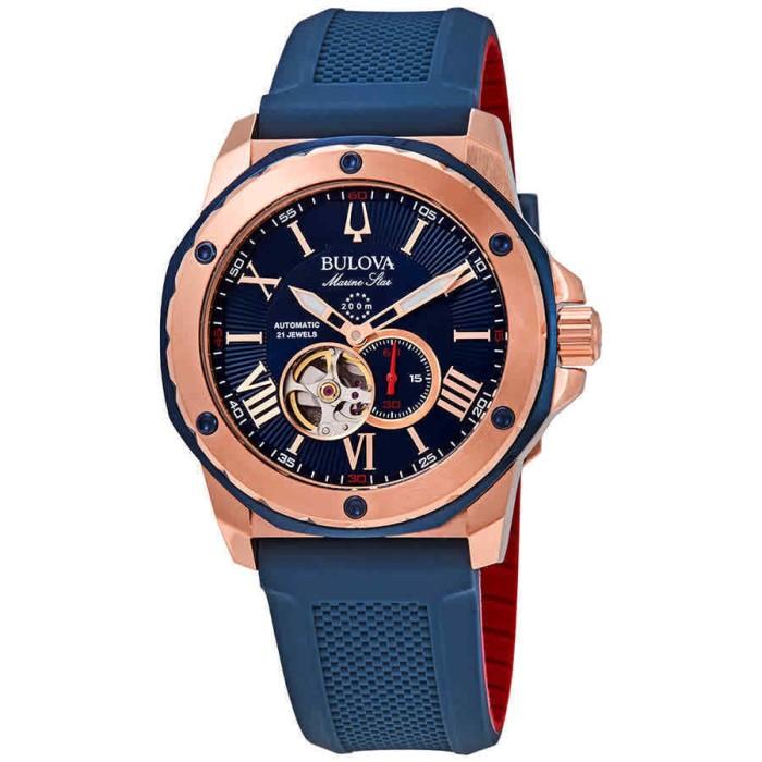 Bulova Marine Star Automatic Blue Dial Men's Watch 98A227 Original