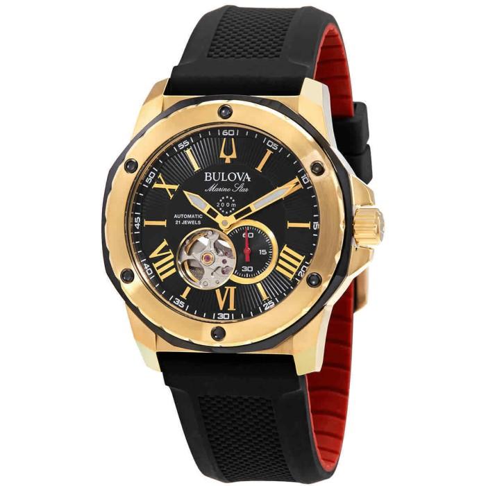 Bulova Marine Star Automatic Black Dial Men's Watch 98A272 Original