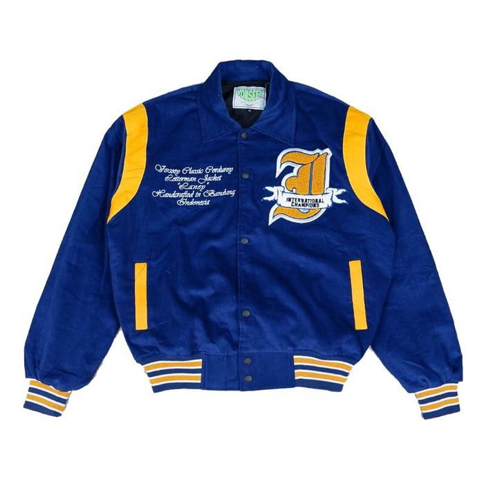 produk baru JAKET VARSITY CORDUROY INTERNATIONAL CHAMPIONS FULL BORDIR