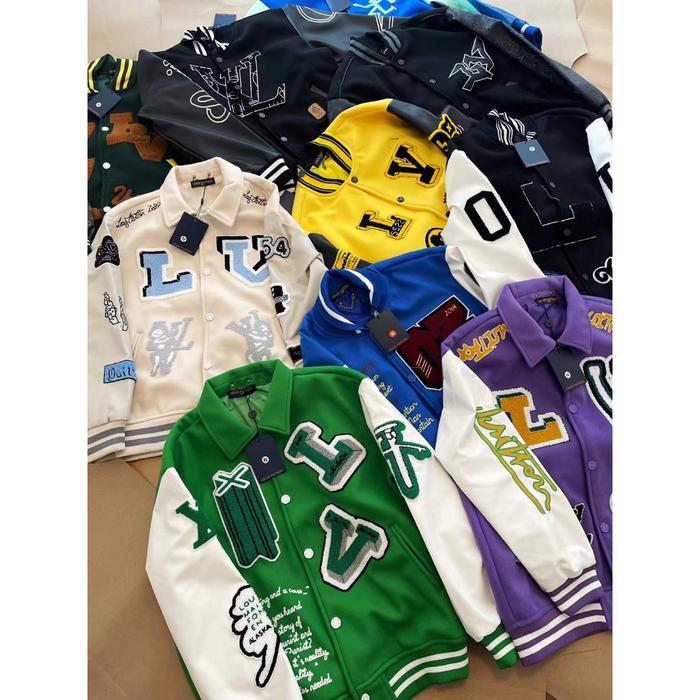 produk baru 100% jaket kuning LV Louis seragam bisbol musim gugur baru