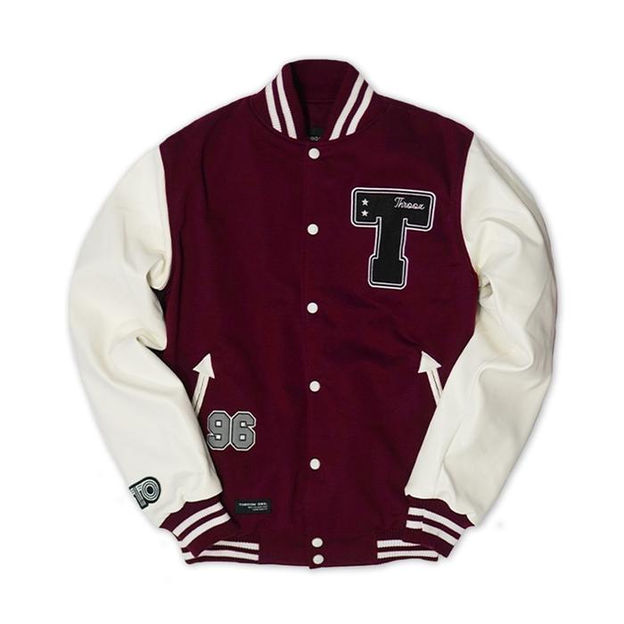 produk baru Throox Bomber Varsity Jacket Merah|| THRX Grace Maroon