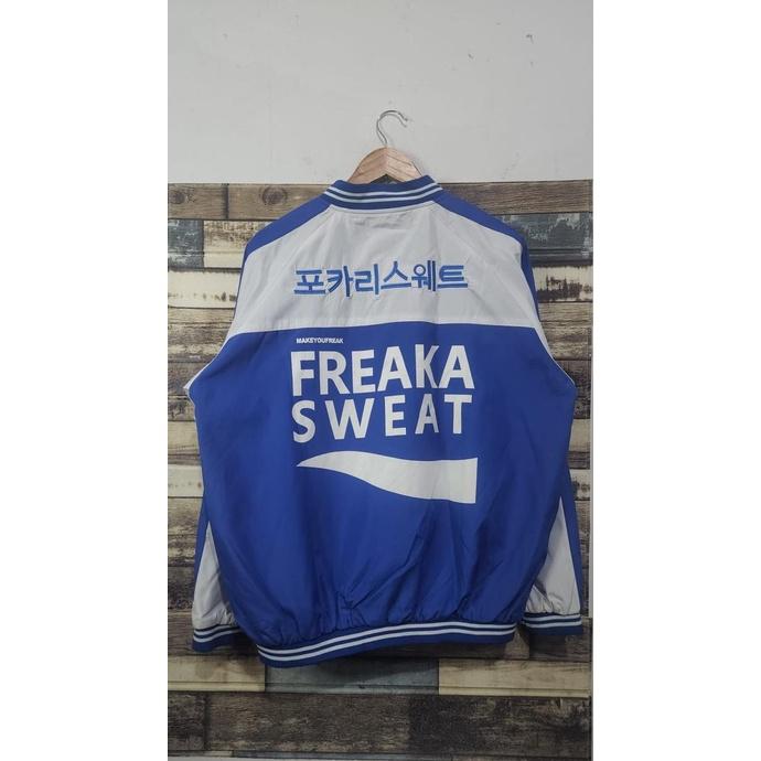 produk baru Freaka Sweat Big Logo Varsity Jacket Zipper Blue ( Size L