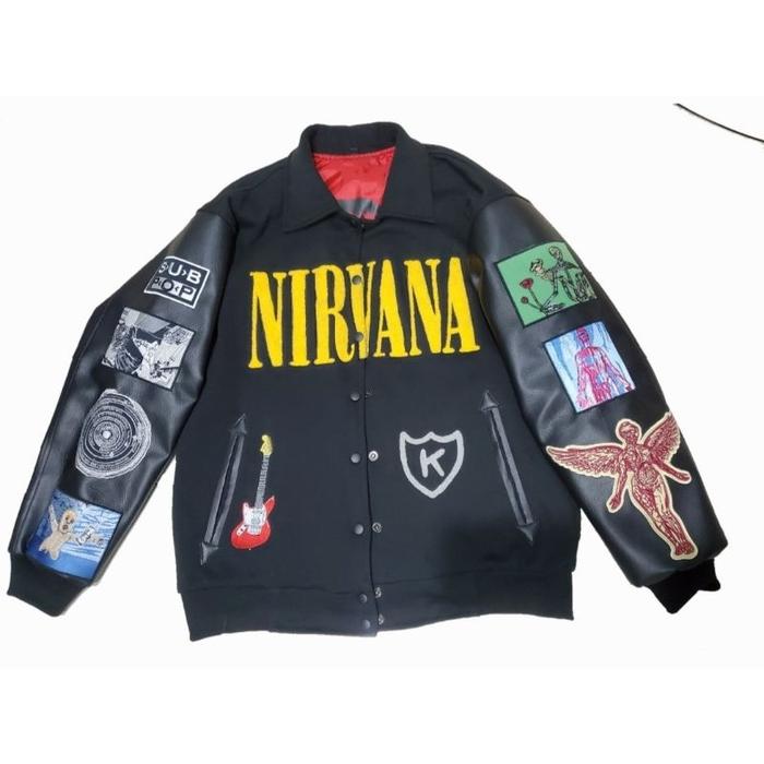 produk baru jaket varsity nirvana full detail sonic youth smashing