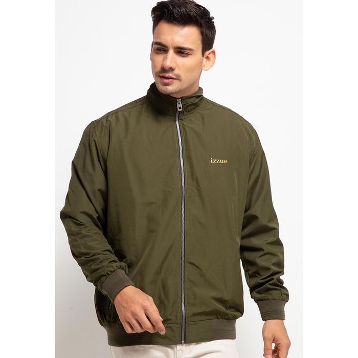 produk baru izzue Jaket Biker Plain Olive SILAHKAN DI ORDER