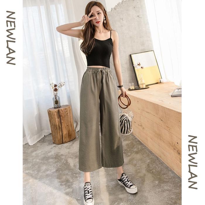 Produk Newlan CK009 Celana Linen Kulot Highwaist Jumbo / Kulot Linen