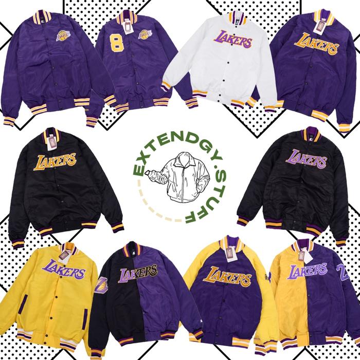 produk baru LAKERS JAKET VARSITY MITCHELLE NESS & STARTER HEAVY WEIGHT