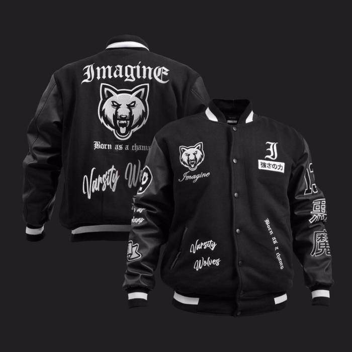 produk baru Imagineco Varsity Jacket Wolves Black" SILAHKAN DI ORDER