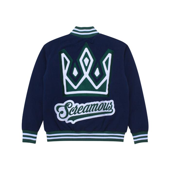produk baru Screamous Jacket Varsity CROWNS NAVY BLUE SILAHKAN DI
