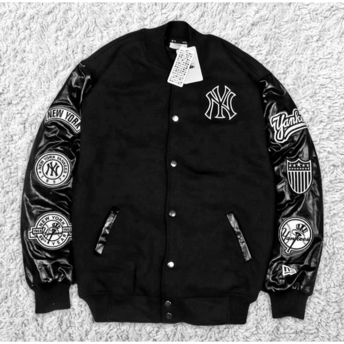 produk baru MLB NY fullpatch leather hand varsity jacket SILAHKAN DI