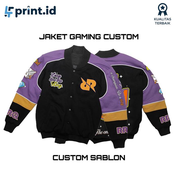 produk baru JAKET RRQ PRIA BASEBALL VARSITY BOMBER RRQ CUSTOM SABLON