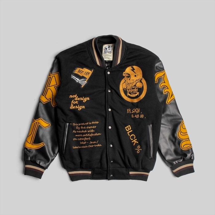 produk baru Rocksdenim - Varsity Black To Gold - Jacket Varsity