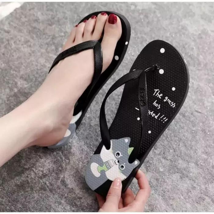 Produk Sandal Jepit Wanita Motif Kucing Lucu Barang Berkualitas