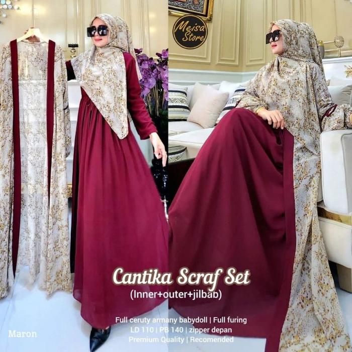 Unik READY(SIAP KIRIM) CANTIKA SCRAF SET LABEL JASMINE SET BAJU MUSLIM