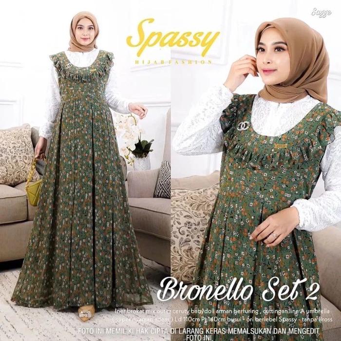 Terbaik READY BRONELLO SET 2 DRESS LABEL JASMINE GAMIS WANITA CERUTY