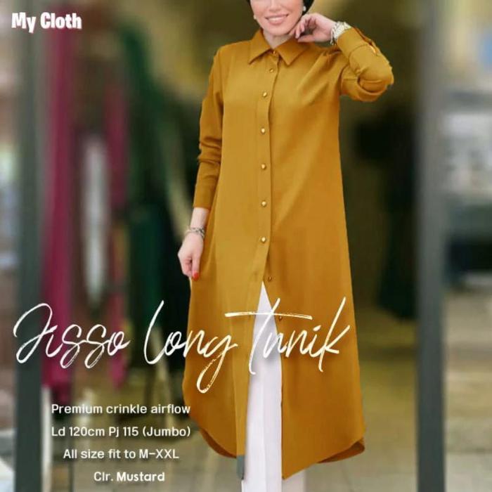 Unik JISSO LONG TUNIK | Long Tunik Ld 120cm Crinkle Airflow
