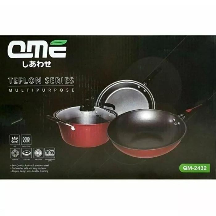 TEFLON SERIES MULTIPURPOSE QME / SET 3PCS WAJAN DAN PANCI QME ANTI