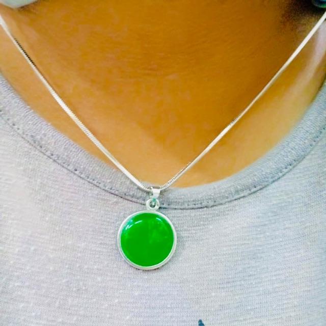 Kalung giok / kalung batu/ kalung hoki / lapis emas putih / yaxiya /
