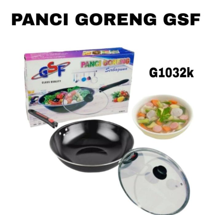 PANCI GORENG SET TUTUP KACA GSF / PANCI GAGANG ENAMEL ANTI LENGKET