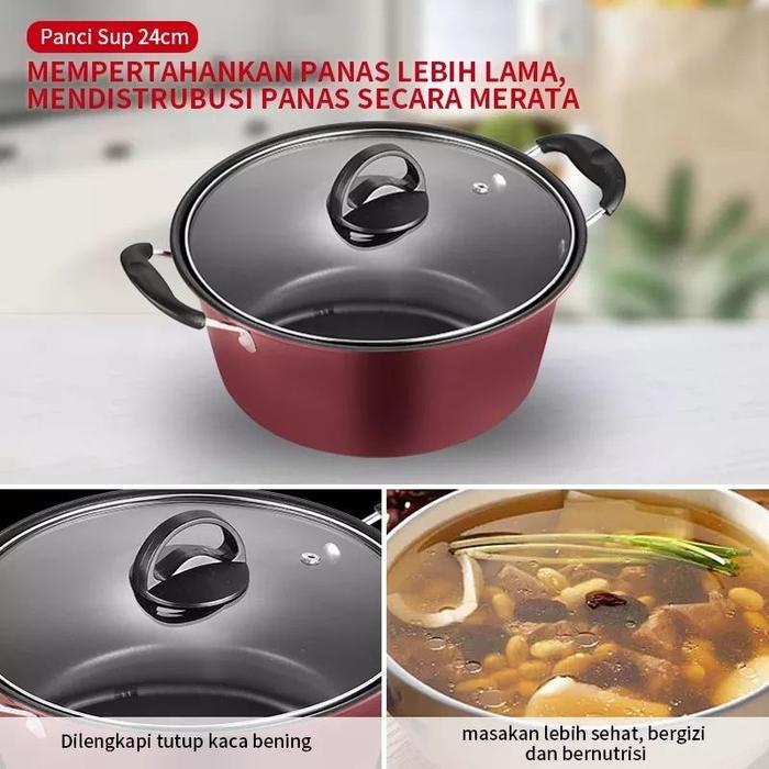 PANCI KUAH QME 24 CM TUTUP KACA ANTI LENGKET