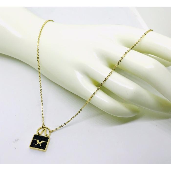 kalung titanium //perhiasan //kalung permata model tas//kalung //