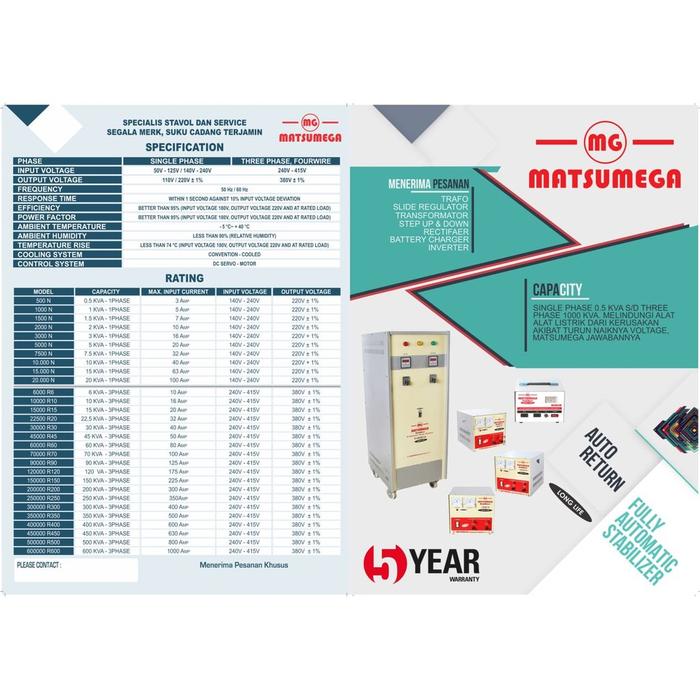 Stabilizer Matsumega 5000 VA 1 Phase