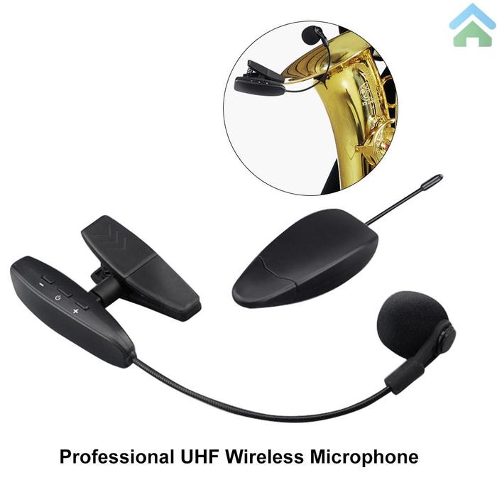 Mikrofon Saxophone Tanpa Kabel UHF Profesional Kuningan Instrumen
