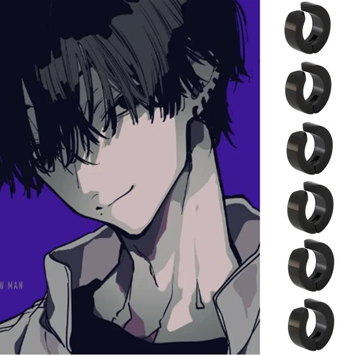 Anime Chainsaw Man Yoshida Hirofumi Cosplay Earrings Titanium Steel