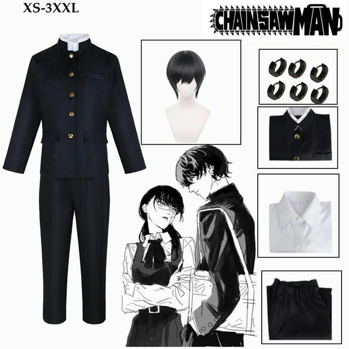 Anime Chainsaw Man Yoshida Hirofumi Cosplay Costume Wig Earrings