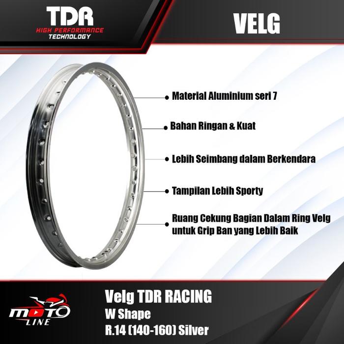 Velg Tdr Racing W Shape 140-160 Ring 14 Silver