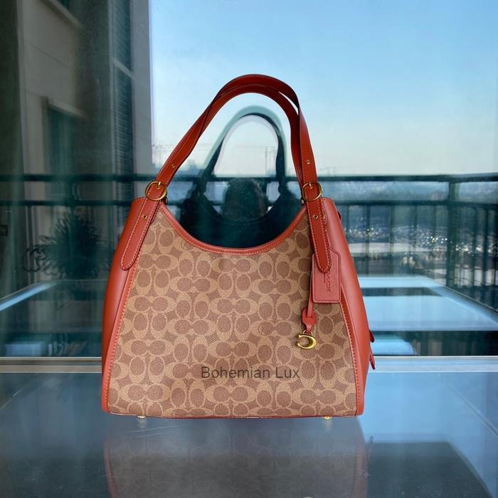COACH Lori Shoulder Bag In Signature Brown Jacquard